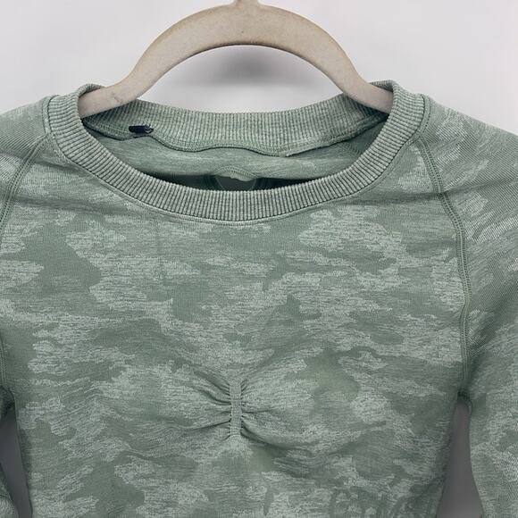 Gymshark Adapt Camo athletic stretch long sleeve thumbhole crop gym workout top - Picture 2 of 7